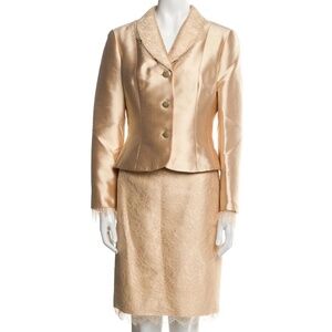 Rickie Freeman For Teri VTG Jon Silk Lace/ Wool 2 Piece Blazer/ Skirt Suit Sz 10